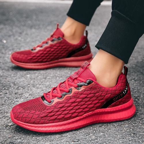 2024 new men's sports shoes flying woven leisure running shoes