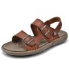 Men's summer big pier layer cowhide beach sandals casual retro comfortable trend men slippers 38-46