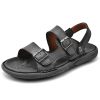 Men's summer big pier layer cowhide beach sandals casual retro comfortable trend men slippers 38-46