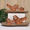 Men's summer big pier layer cowhide beach sandals casual retro comfortable trend men slippers 38-46