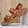 Men's summer big pier layer cowhide beach sandals casual retro comfortable trend men slippers 38-46