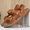 Men's summer big pier layer cowhide beach sandals casual retro comfortable trend men slippers 38-46