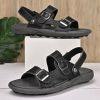 Men's summer big pier layer cowhide beach sandals casual retro comfortable trend men slippers 38-46