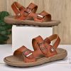Men's summer big pier layer cowhide beach sandals casual retro comfortable trend men slippers 38-46