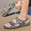 Men's summer big pier layer cowhide beach sandals casual retro comfortable trend men slippers 38-46