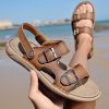 Men's summer big pier layer cowhide beach sandals casual retro comfortable trend men slippers 38-46