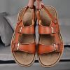 Men's summer big pier layer cowhide beach sandals casual retro comfortable trend men slippers 38-46