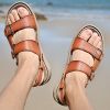 Men's summer big pier layer cowhide beach sandals casual retro comfortable trend men slippers 38-46